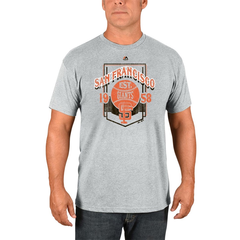 Men San Francisco Giants Gray Vintage Style T-Shirt