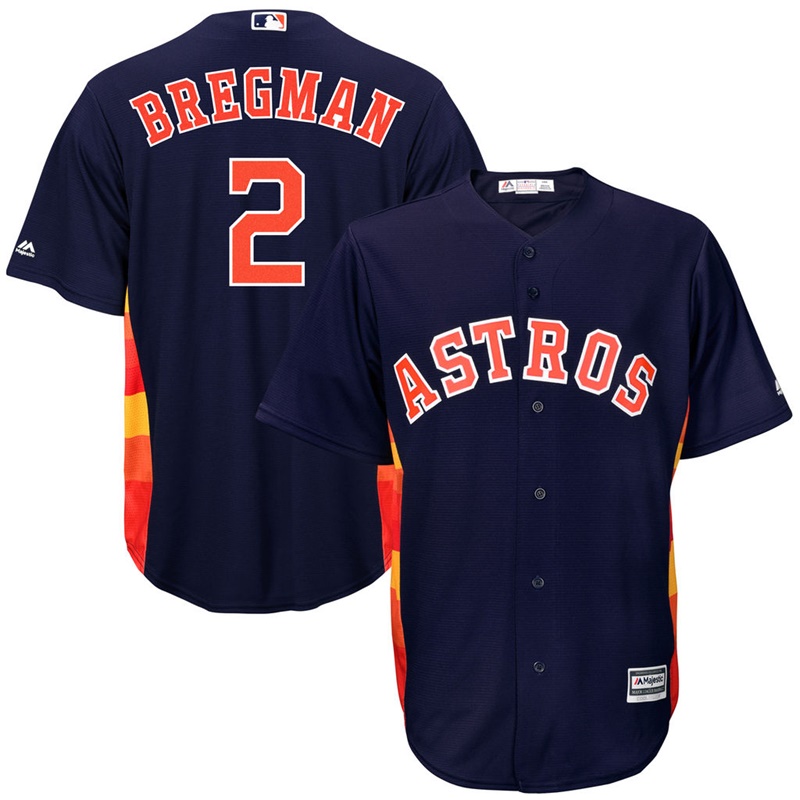 Men Alex Bregman #2 Houston Astros Fashion Replica Navy Cool Base Jersey