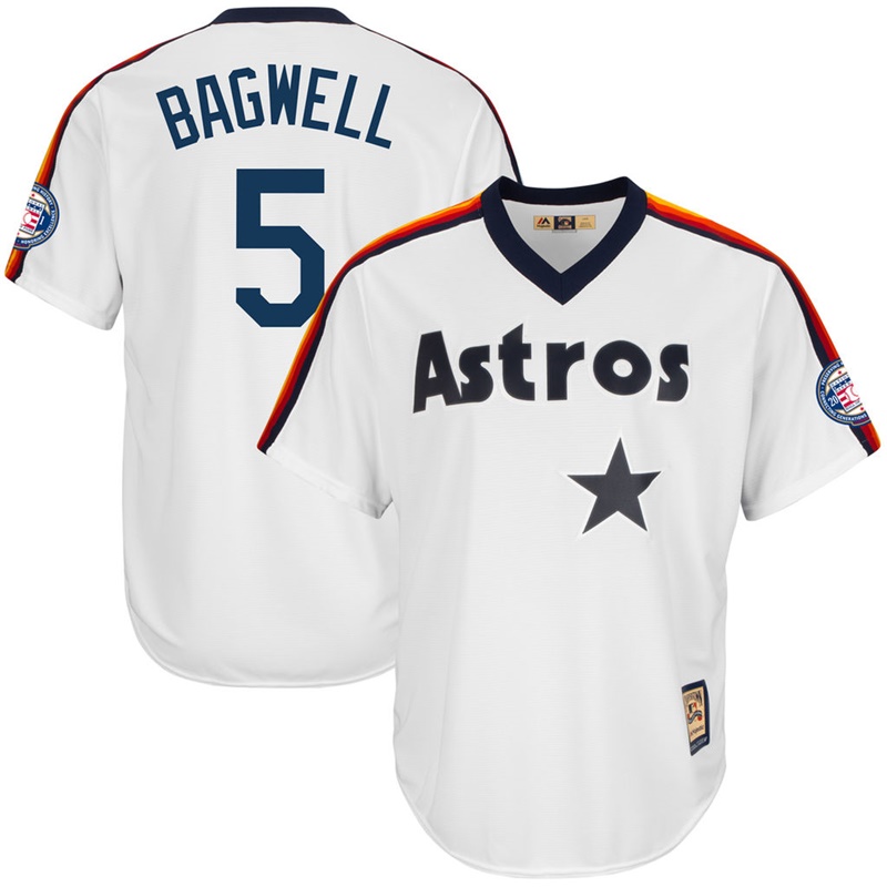 Men Houston Astros #5 Jeff Bagwell 2017 Hall of Fame Cooperstown Collection Patch White Cool Base Jersey