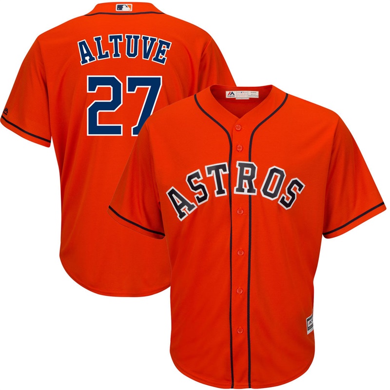 Men Houston Astros #27 Jose Altuve Replica Alternate Orange Cool Base Jersey