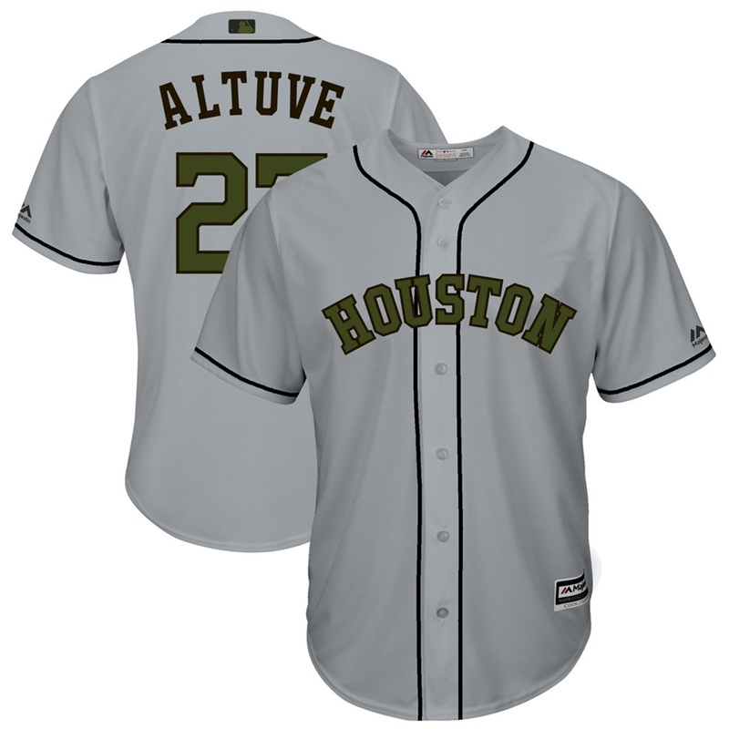 Men 2017 Memorial Day Houston Astros #27 Jose Altuve Gray Cool Base Jersey