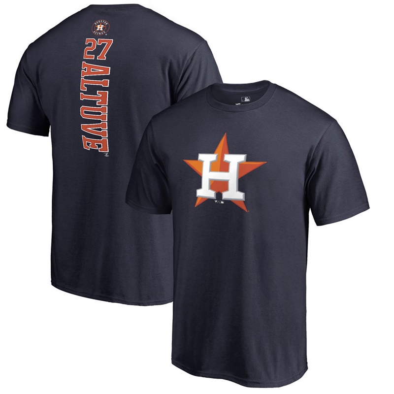 Men Houston Astros Jose Altuve #27 Navy Backer Name & Number T-Shirt