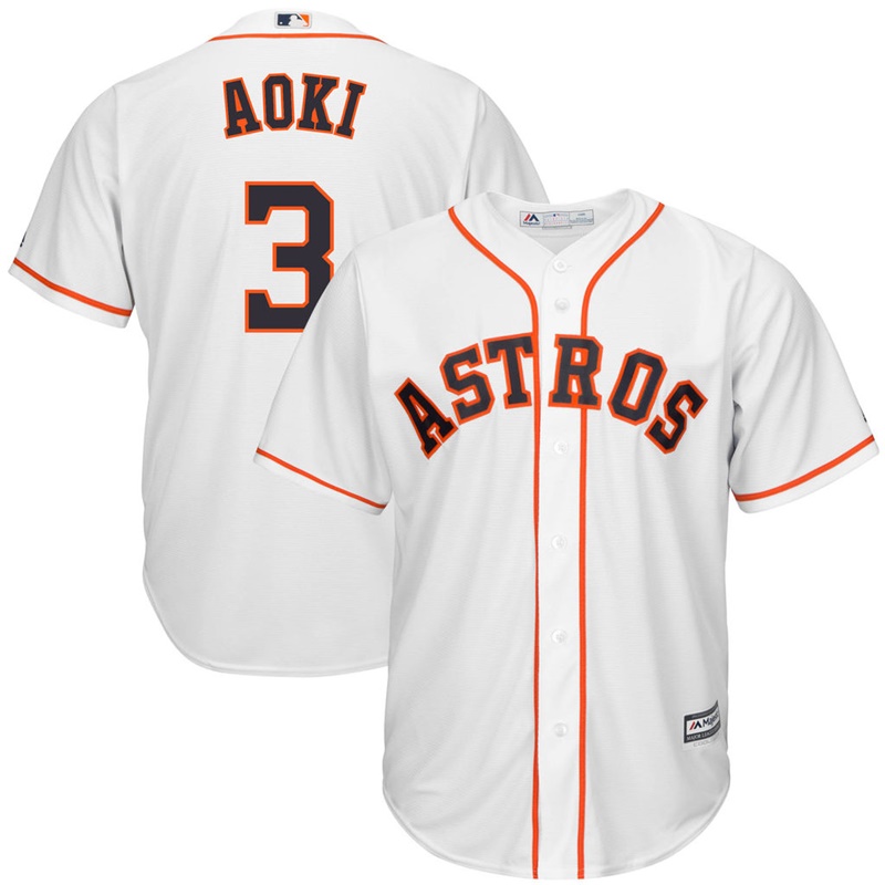 Men Norichika Aoki #3 Houston Astros Replica Home White Cool Base Jersey