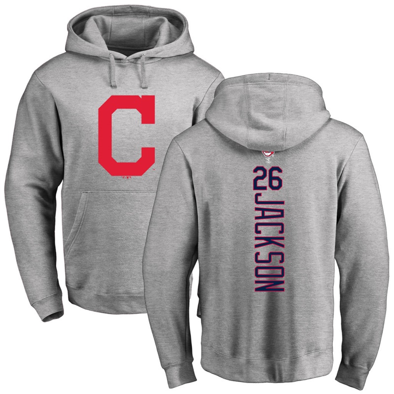 Men Cleveland Indians Austin Jackson Gray Backer Pullover Hoodie