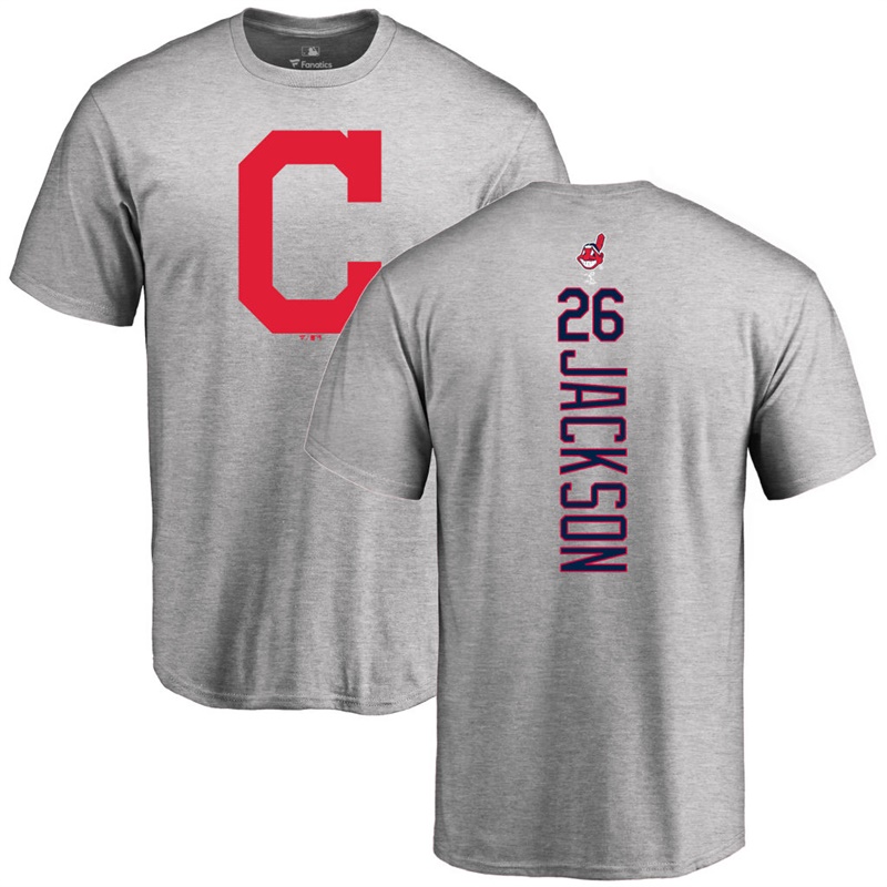 Men Cleveland Indians Austin Jackson Backer #26 Gray Name & Number T-Shirt