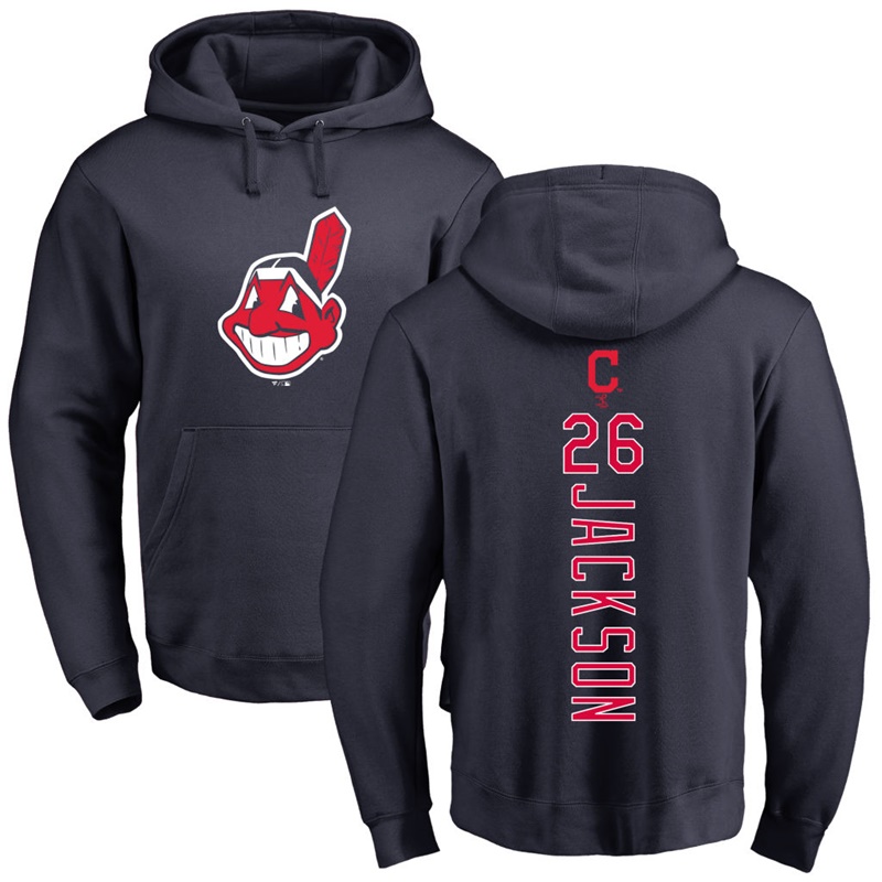 Men Cleveland Indians Austin Jackson Navy Backer Pullover Hoodie