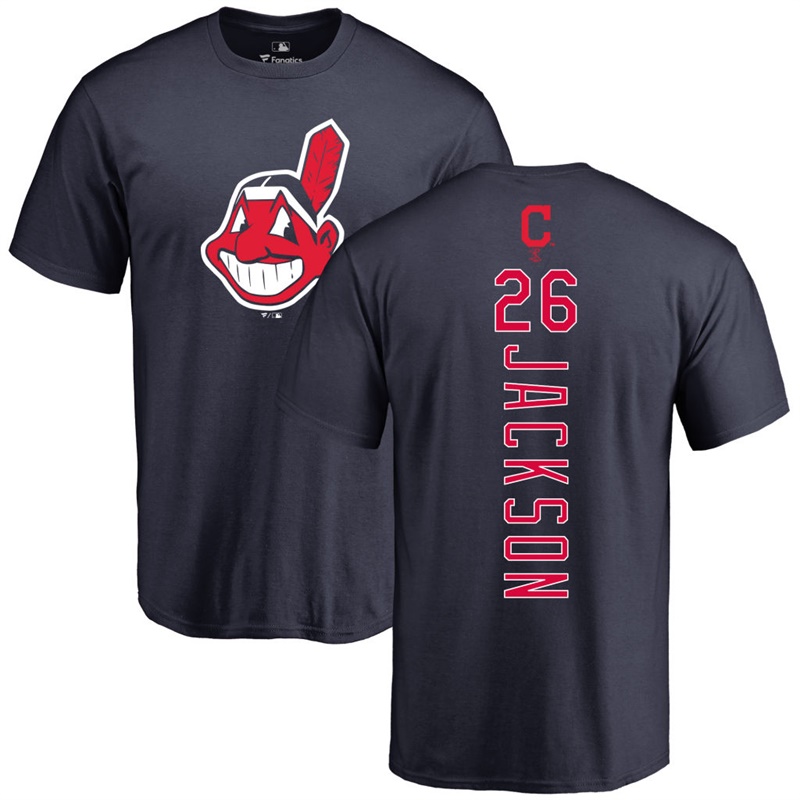 Men Cleveland Indians Austin Jackson Backer #26 Navy Name & Number T-Shirt