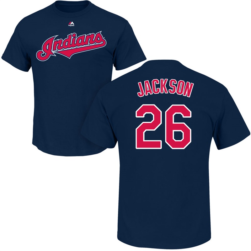 Men Cleveland Indians Austin Jackson Roster #26 Navy Name & Number T-Shirt