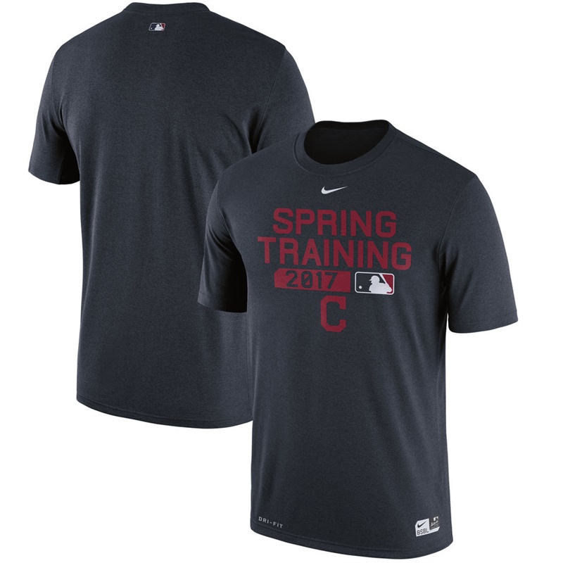 Men Cleveland Indians Black 2017 Spring Training Team Issue Performance T-Shirt