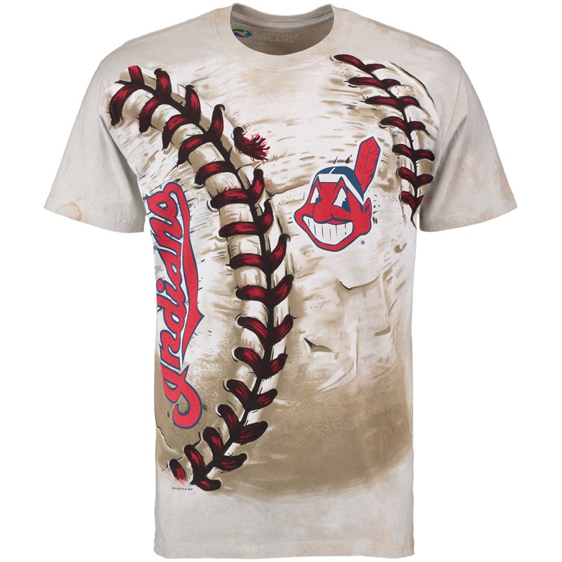 Men Cleveland Indians Hardball Tie-Dye Cream T-Shirt