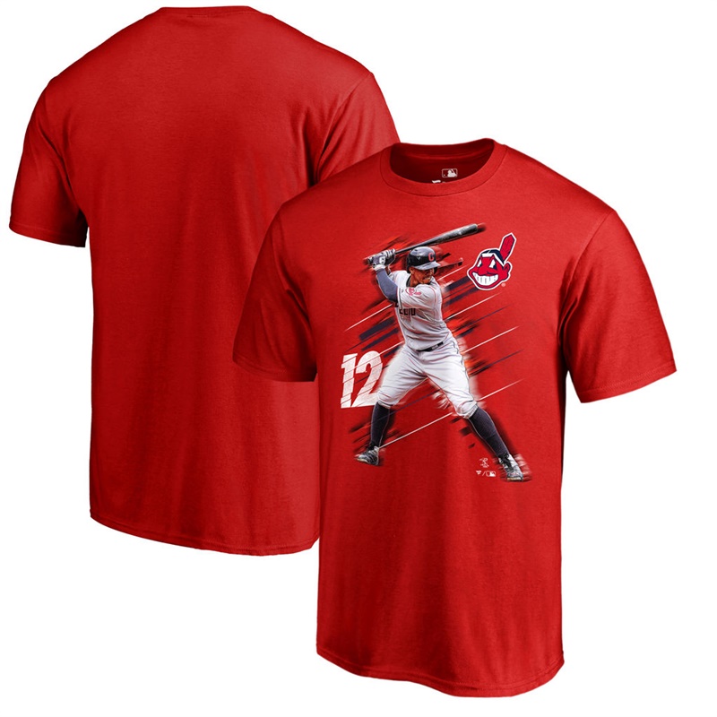 Men Cleveland Indians Francisco Lindor Fanatics Branded Fade Away Red T-Shirt