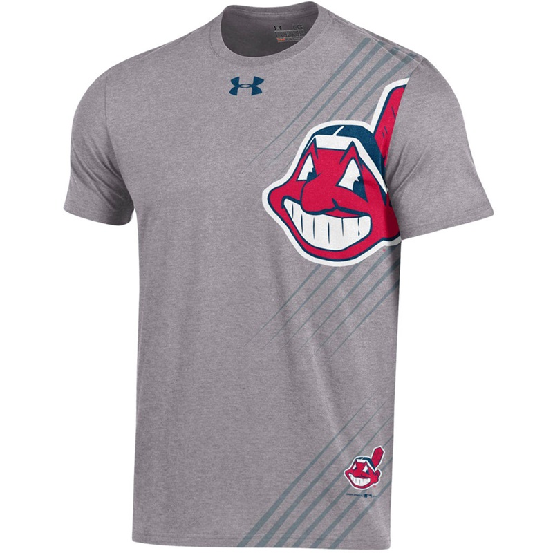 Men Cleveland Indians Limitless Logo Tri-Blend Gray T-Shirt