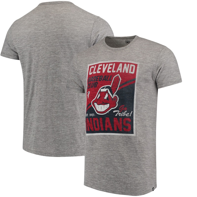 Cleveland Indians Heathered Gray Tri-Blend State T-Shirt- Men