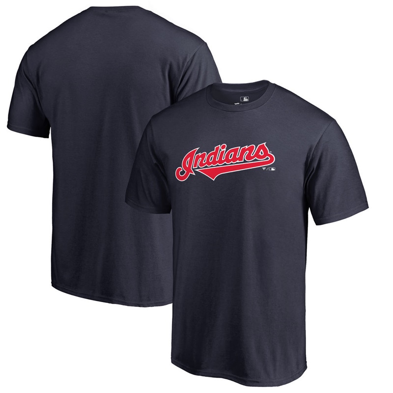 Men Cleveland Indians Big & Tall Team Wordmark Navy T-Shirt