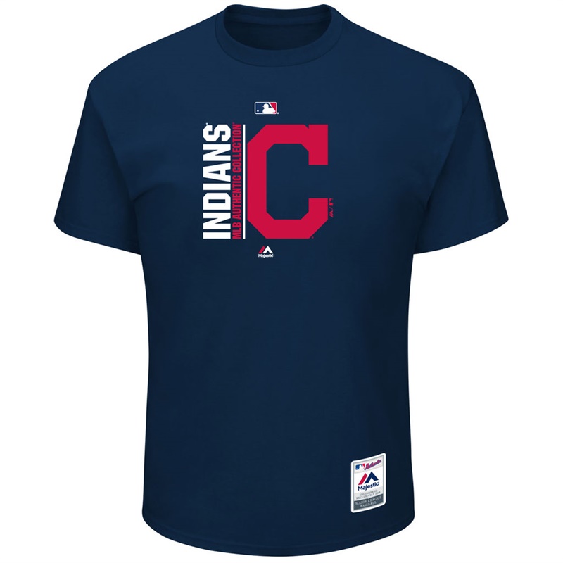 Men Cleveland Indians Navy Team Icon T-Shirt