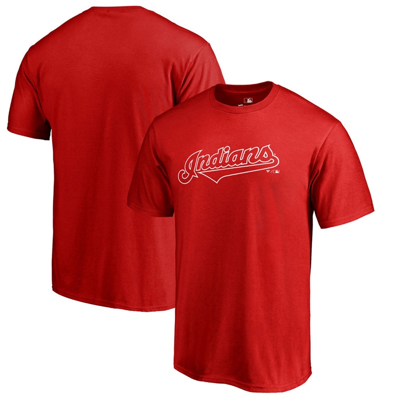 Men Cleveland Indians Big & Tall Team Wordmark Red T-Shirt