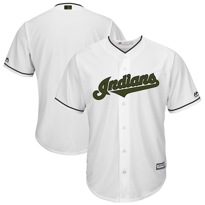 2017 Memorial Day Cleveland Indians Men White Cool Base Team Jersey