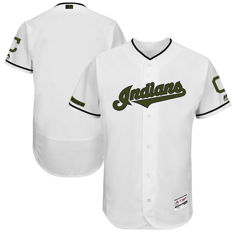 2017 Memorial Day Men Cleveland Indians White Flex Base Team Jersey