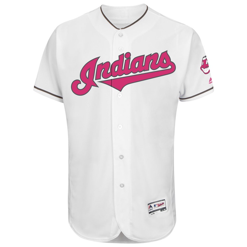 2017 Mother's Day Men Cleveland Indians White Flex Base Team Jersey