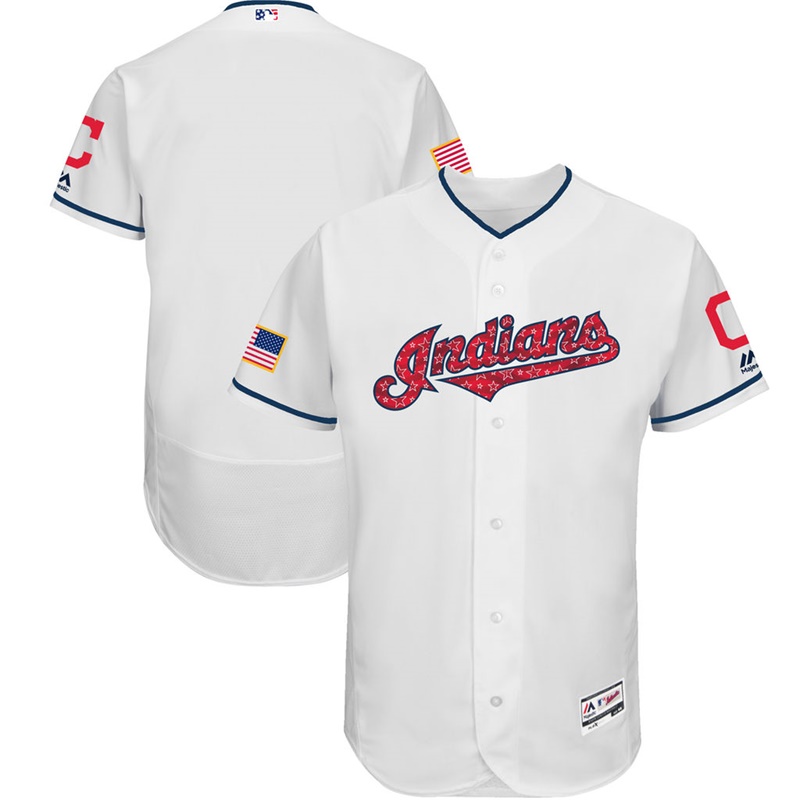 Independence Day Men Cleveland Indians White 2017 Stars & Stripes Flex Base Team Jersey