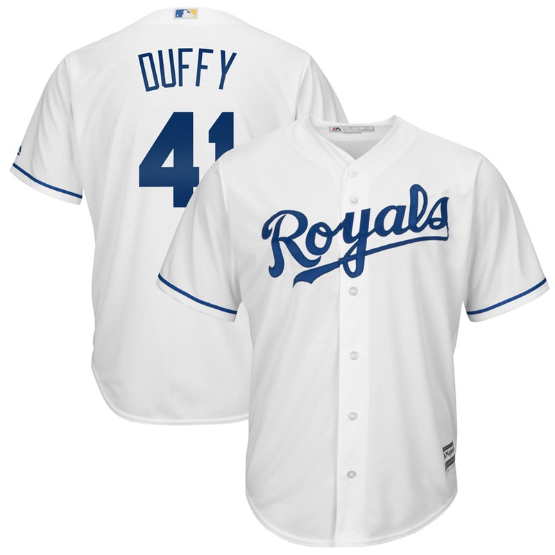 Men Kansas City Royals #41 Danny Duffy Home White Cool Base Jersey