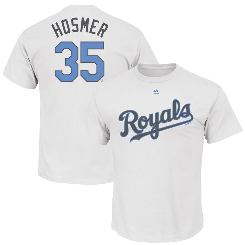 Men Kansas City Royals Eric Hosmer #35 White Father's Day Name & Number T-Shirt