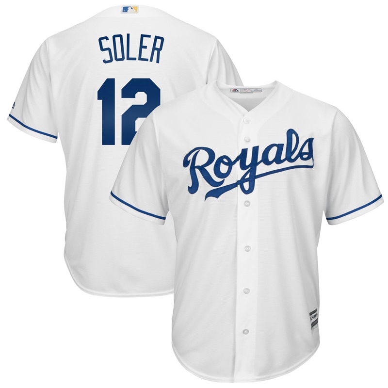 Men Kansas City Royals #12 Jorge Soler Home White Cool Base Jersey