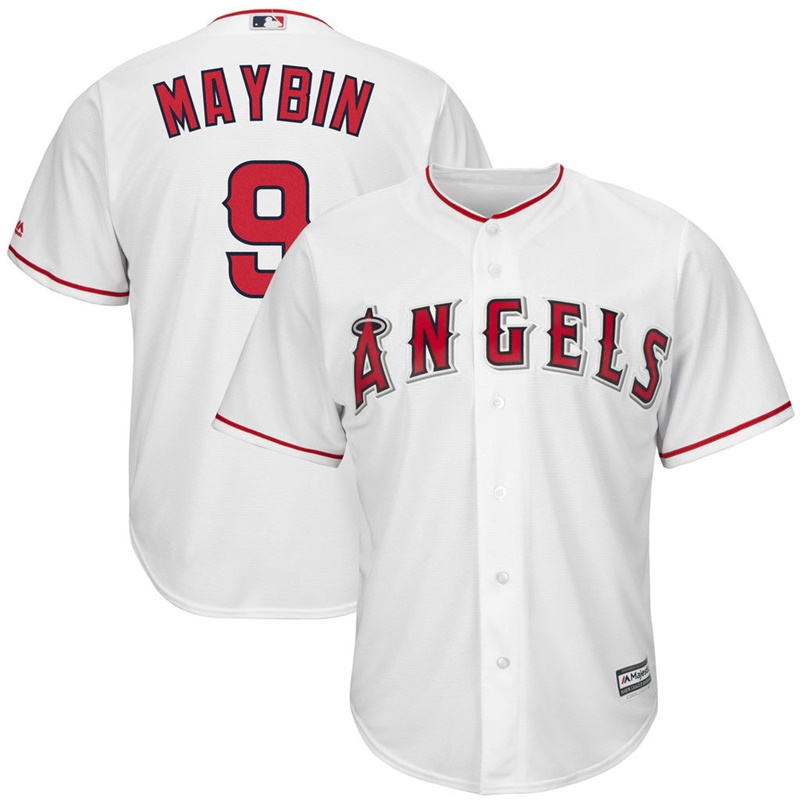 Men Cameron Maybin #9 Los Angeles Angels Replica Home White Cool Base Jersey