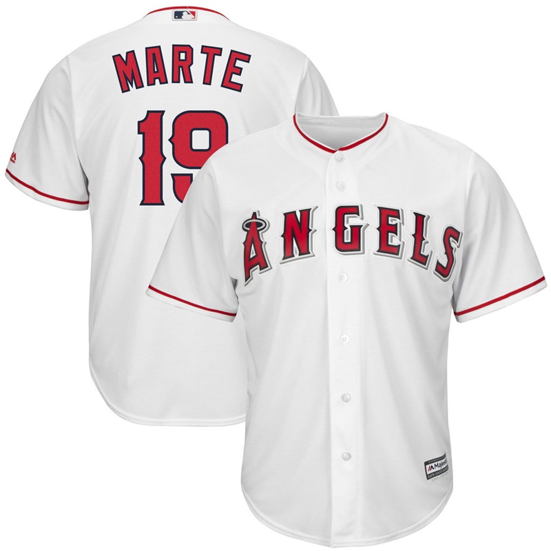 Men Jefry Marte #19 Los Angeles Angels Replica Home White Cool Base Jersey