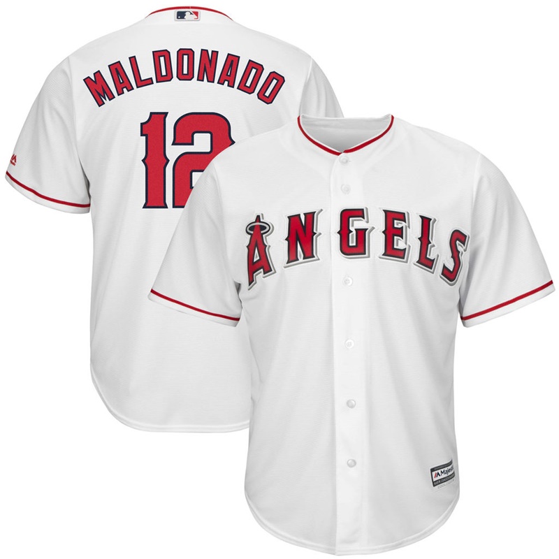 Men Martin Maldonado #12 Los Angeles Angels Replica Home White Cool Base Jersey