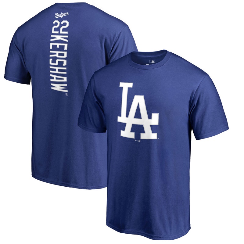 Men Los Angeles Dodgers Clayton Kershaw #22 Royal Backer Name & Number T-Shirt