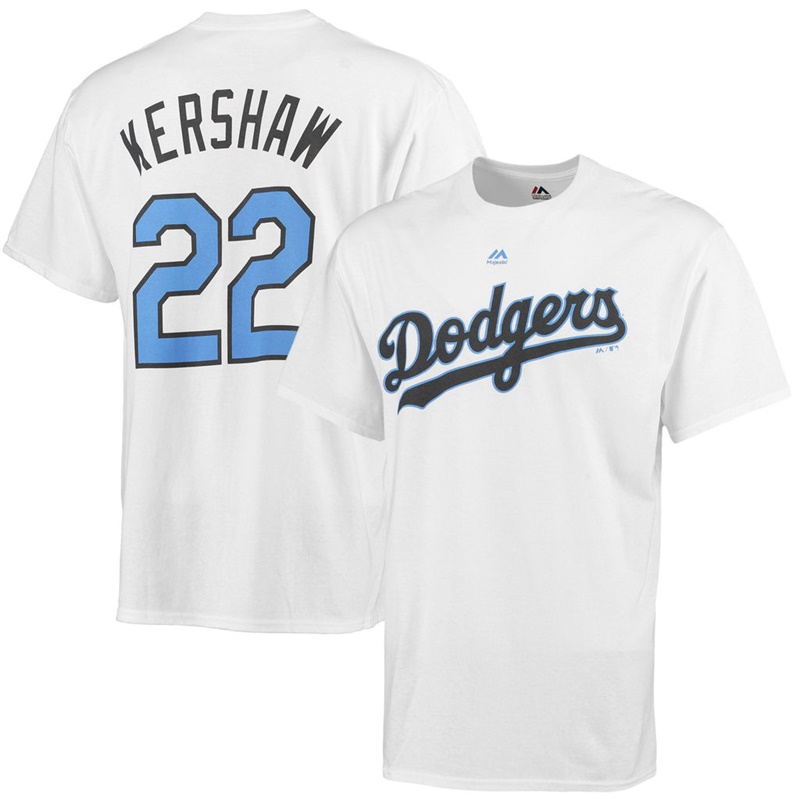 Men Los Angeles Dodgers Clayton Kershaw #22 White Father's Day Name & Number T-Shirt