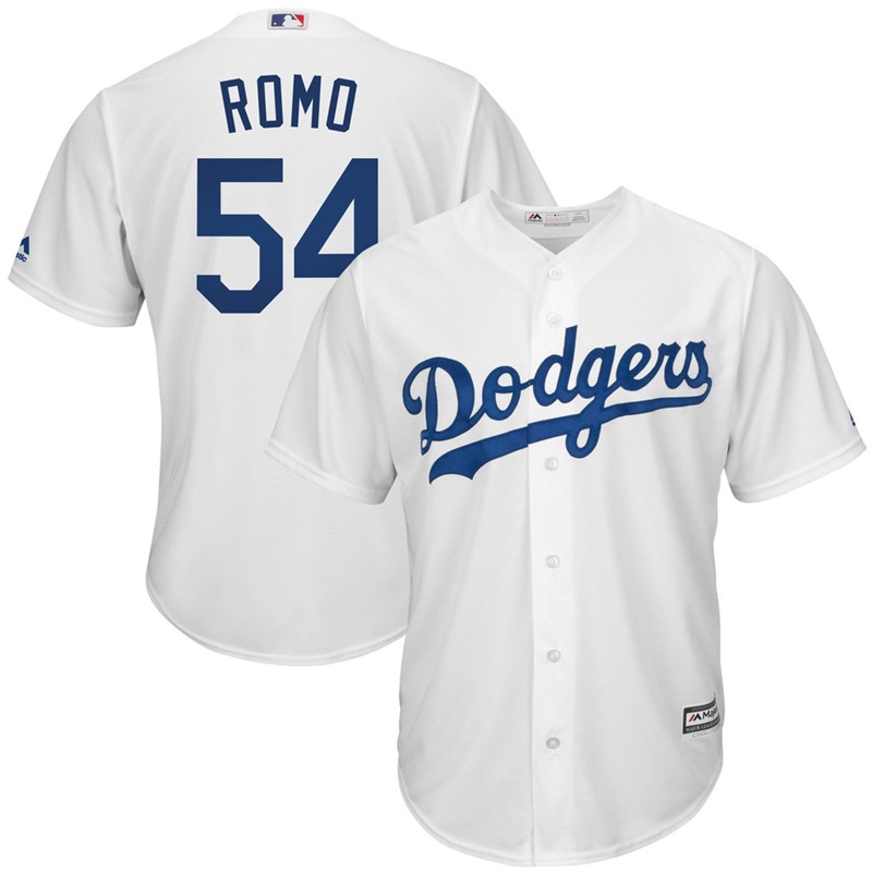 Men Sergio Romo #54 Los Angeles Dodgers Replica Home White Cool Base Jersey