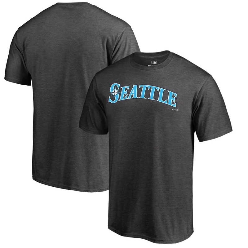 Men Father's Day Seattle Mariners Blue Wordmark Big & Tall Ash T-Shirt