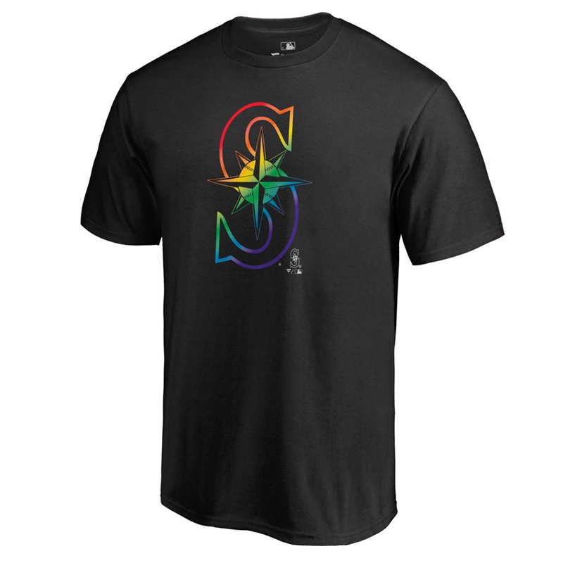 Men Seattle Mariners Pride Big & Tall Black T-Shirt