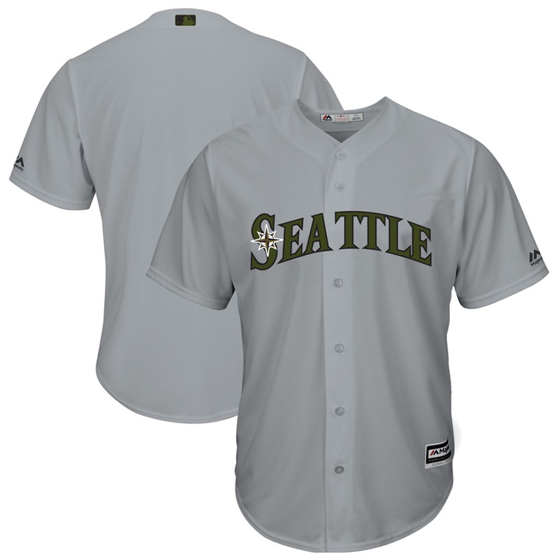 2017 Memorial Day Seattle Mariners Men Gray Cool Base Team Jersey