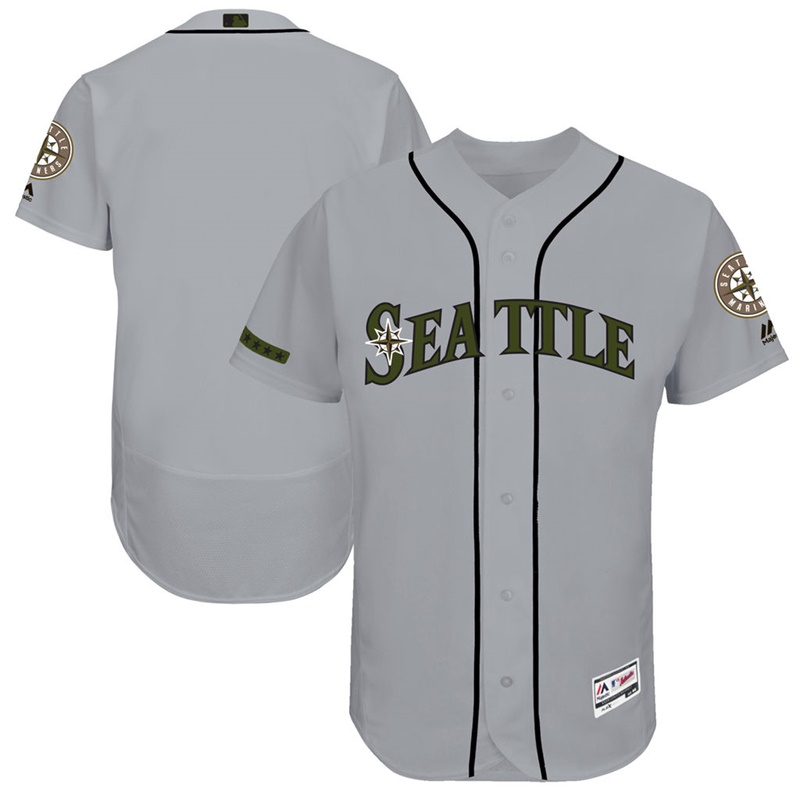 2017 Memorial Day Men Seattle Mariners Gray Flex Base Team Jersey