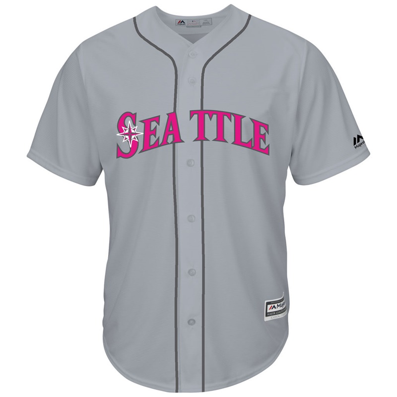 2017 Mother's Day Seattle Mariners Men Gray Cool Base Replica Jersey