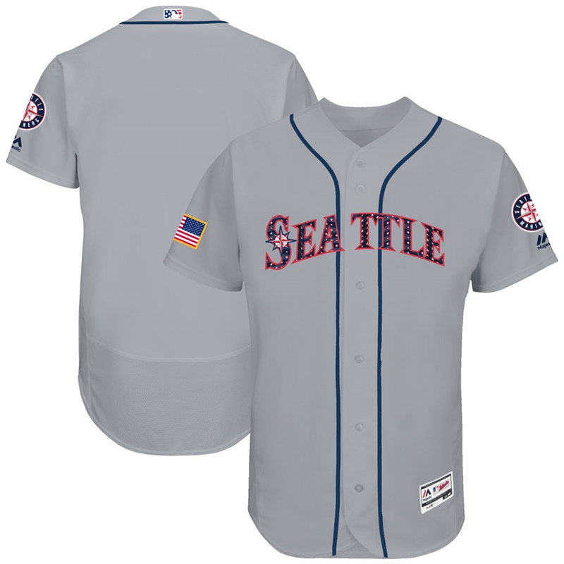 Independence Day Men Seattle Mariners Gray 2017 Stars & Stripes Flex Base Team Jersey