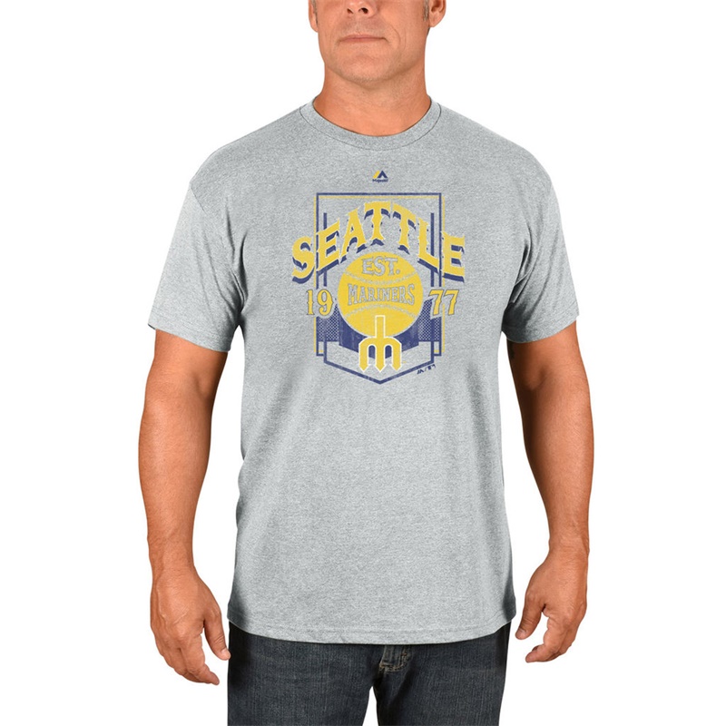 Men Seattle Mariners Gray Vintage Style T-Shirt