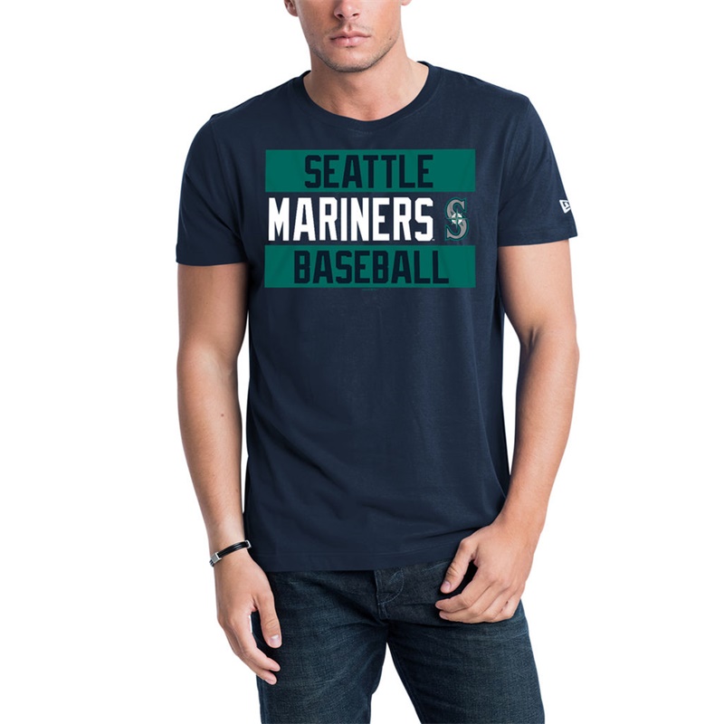 Men Seattle Mariners Navy Bars Jersey T-Shirt