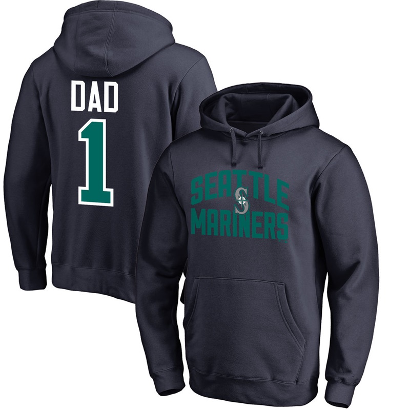 Men Seattle Mariners Navy Father's Day Dad #1 Pullover Hoodie