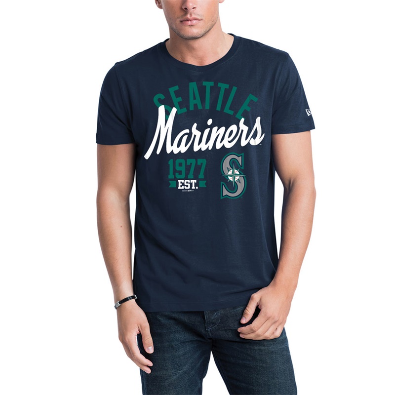 Men Seattle Mariners Navy Script Jersey T-Shirt