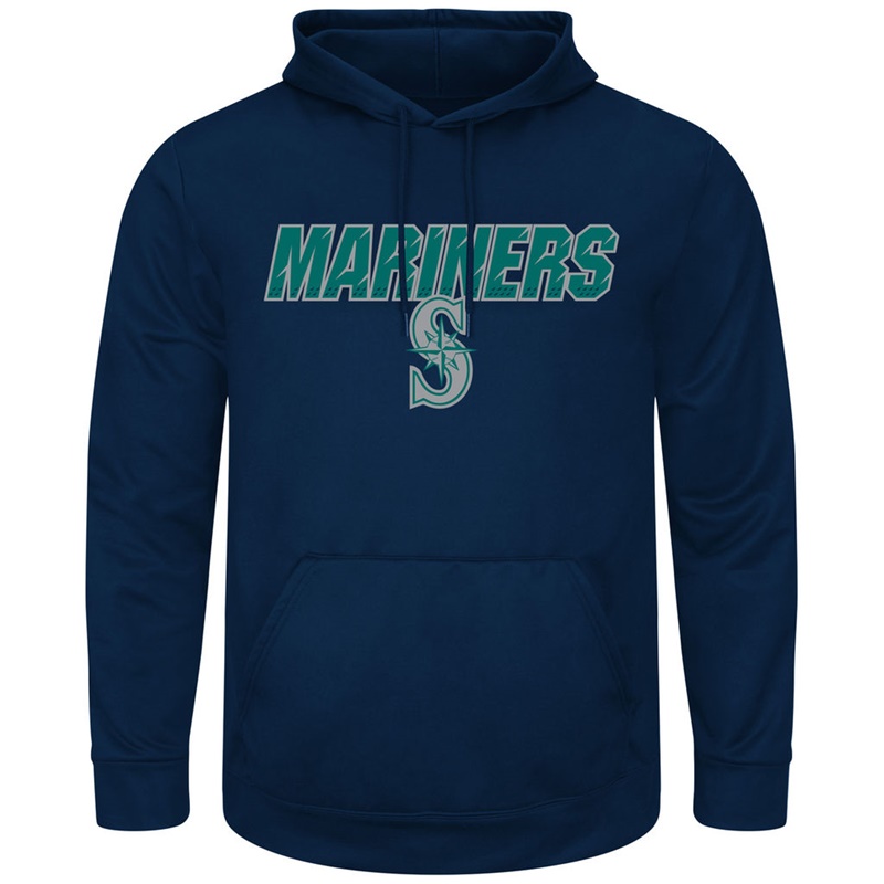 Men Seattle Mariners Navy Synthetic Fleece Pullover Hoodie