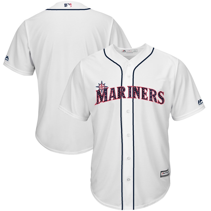 Men Seattle Mariners Independence Day White 2017 Stars & Stripes Cool Base Team Jersey