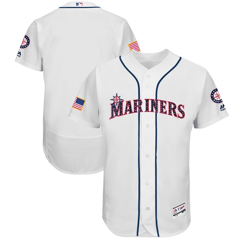 Independence Day Men Seattle Mariners White 2017 Stars & Stripes Flex Base Team Jersey