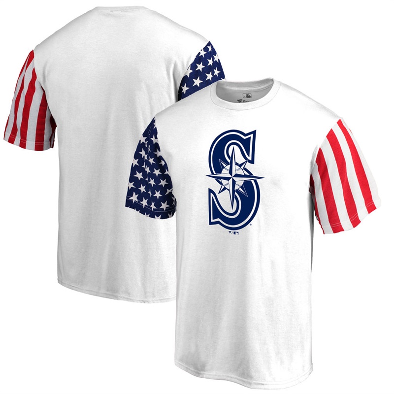 Seattle Mariners White Stars & Stripes T-Shirt -  Men