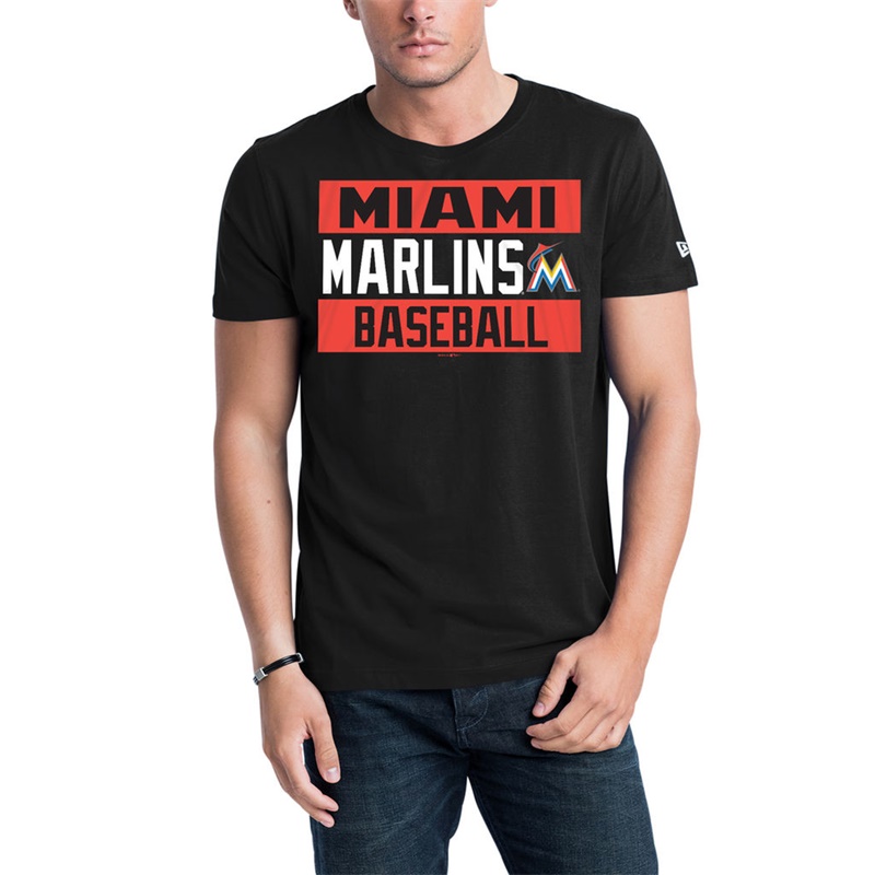 Men Miami Marlins Black Bars Jersey T-Shirt