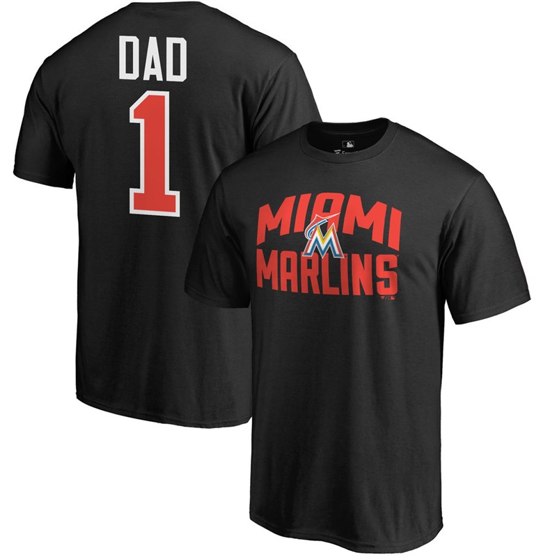 Men Big & Tall Miami Marlins Dad #1 Black T-Shirt