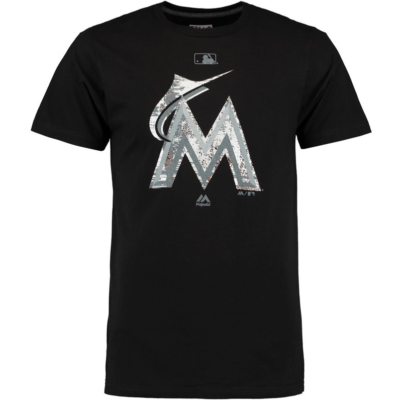 Miami Marlins Black Clubhouse Fashion Foil T-Shirt -  Men